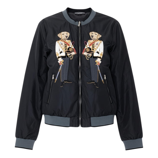 i13 DOLCE&GABBANA ドルチェアンドガッバーナ 2017/18 ランウェイ着 ボンバージャケット Runway Dog Knight Embroidery Bomber Jacket Black Size44t18r