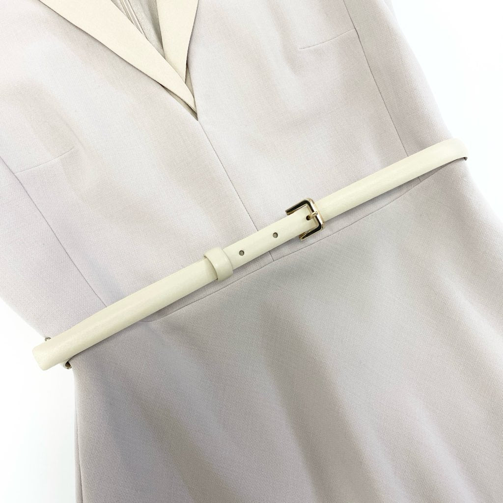 69L17 【新品保管品】MaxMara マックスマーラ Silvia Dress ドレスワンピース ロングワンピース ウエストベルト 定価146000 36サイズ ベージュ レディースk02i