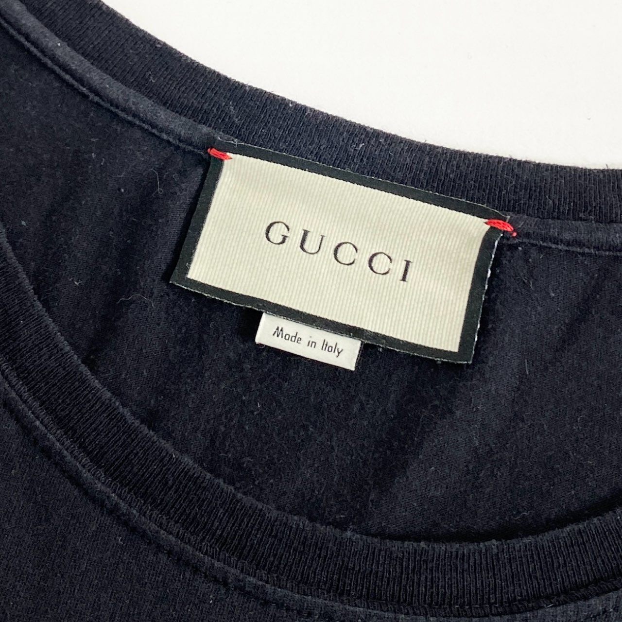 60e11 GUCCI グッチ イタリア製 ロゴ ウォッシュ オーバーサイズ ヴィンテージロゴ Tシャツ カットソー プリント 440103 Mサイズ ブラック コットン