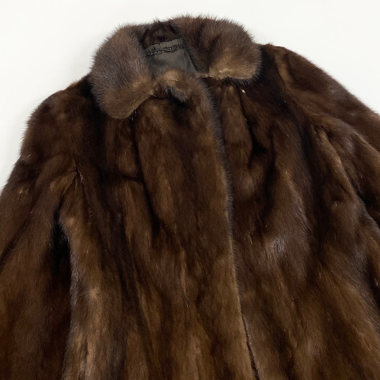 69e13 パステルミンク ロングコート サイズ9 ブラウン 本毛皮 Pastel Mink Fur Long Coat 毛質 毛並み◎t18r