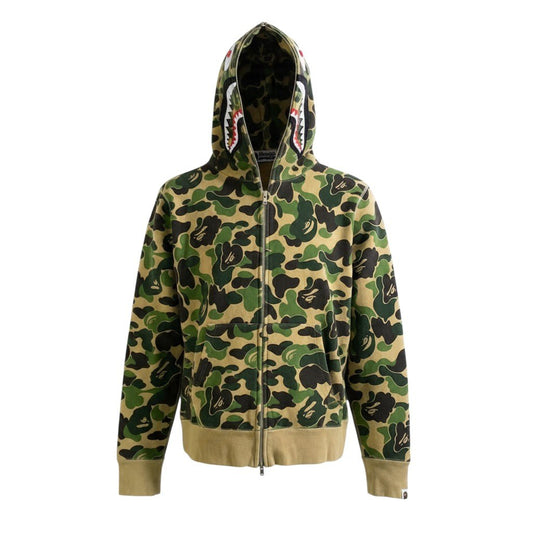 74j23 A BATHING APE アベイシング エイプ CAMO SHARK FULL ZIP カモフラ シャークパーカー M グリーン 迷彩柄t18r