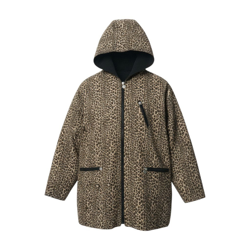 Ib6 FENDI フェンディ ロゴレオパードパターン リバーシブルコート アウター ジップアップ ブラウン系 ユニセックスu02tu02t