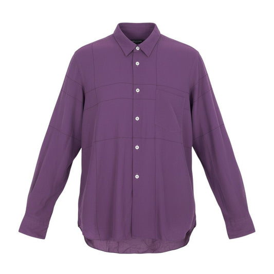 50b12 【美品】COMME des GARCONS HOMME PLUS コムデギャルソンオムプリュス 2002 ボタンダウンシアーシャツ 長袖シャツ トップス P1-B008 パープル ポリエステル100％ メンズ 男性用k02i