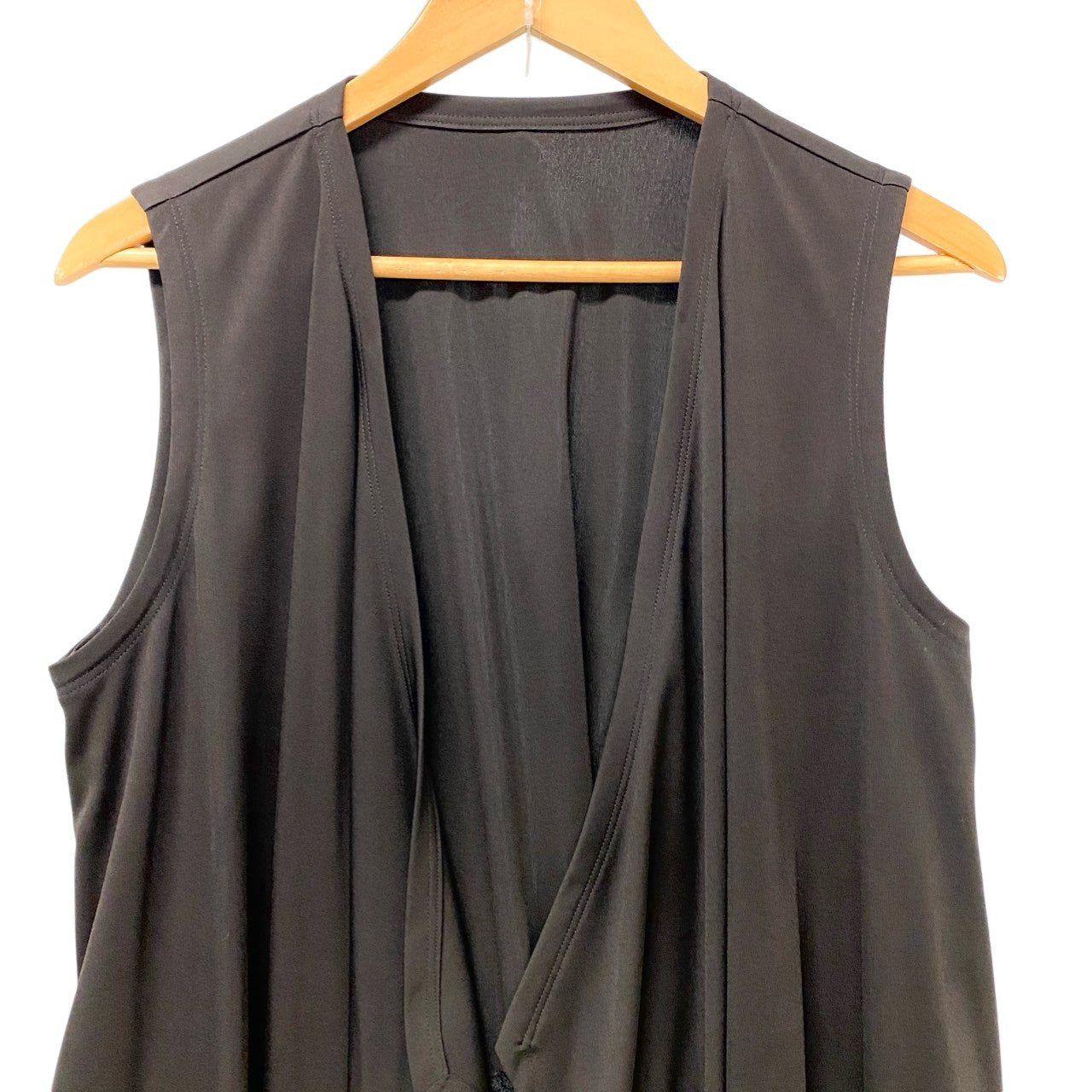 87c6 TOKUKO 1er VOL トクコプルミエヴォル ノースリーブ ジレベスト ロングジレ レース切替 ウエスト調整可 レディース 女性服 B ブラックu02t