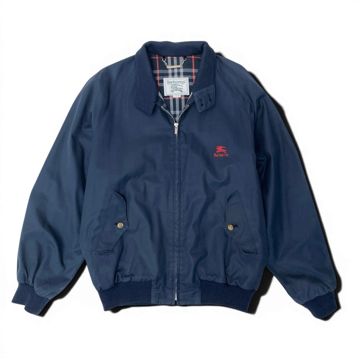 26f16 Burberrys バーバリーズ ハリントンジャケット ブルゾンジャケット アウター Lサイズ ネイビー コットン100％ メンズ 男性用u02t