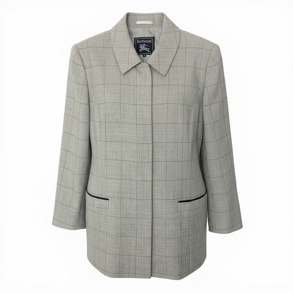 78d9 Burberrys バーバリーズ ヴィンテージ チェックジャケット サイズ42 グレー Vintage Check Jackett18r