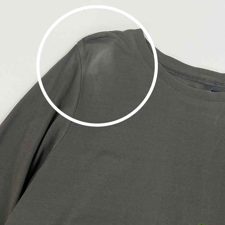 41c10 TOKUKO 1er VOL トクコプルミエヴォル チュニックワンピース Aライン 七分袖 羽柄  ストレッチ レディース 女性服 サイズ9 グレー系u02t