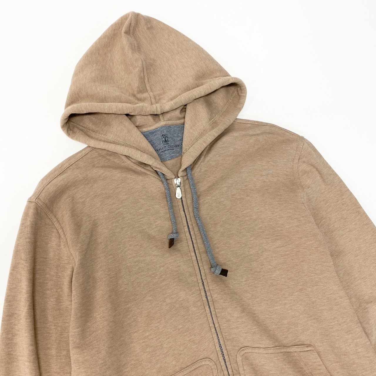 42b27 BRUNELLO CUCINELLI ブルネロクチネリ ダブルジップ コットンパーカー サイズXS ベージュ メンズ 男性用 トップスk02i