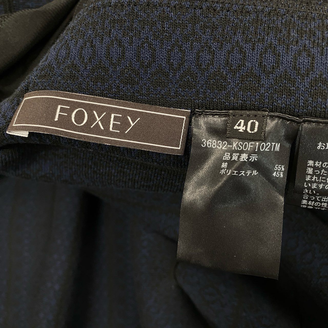 42a23 《美品》 FOXEY フォクシー CONCERTO コンチェルト ノースリーブワンピース 36832 40 ミッドナイトブルー ドレス 日本製 夏