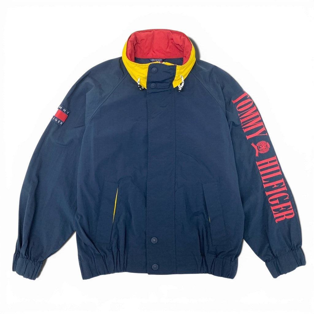 66a12 TOMMY HILFIGER トミーヒルフィガー ナイロンジャケット セーリングジャケット ブルゾン メンズ 紳士服 84960310 L ネイビー レッド イエローu02t