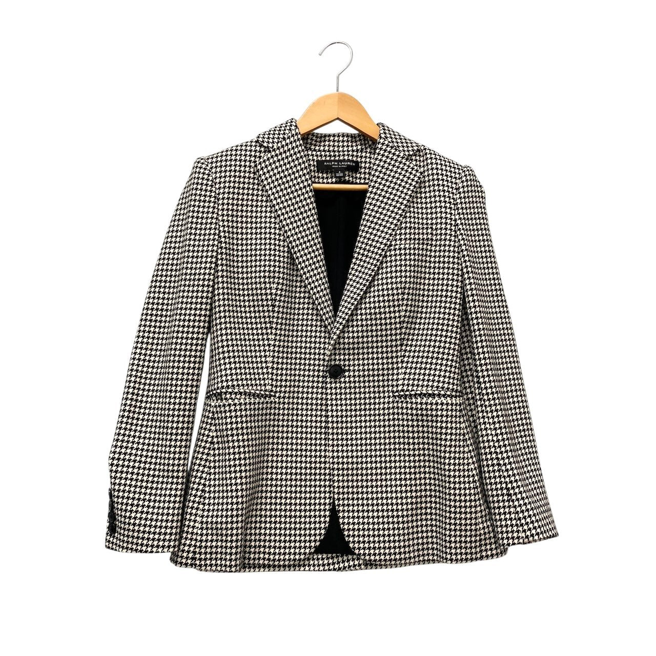 14g5 RALPH LAUREN ラルフローレン BLACK LABEL ブラックレーベル テーラードジャケット ウールジャケット 千鳥格子 イタリア製 4サイズ ブラック ホワイト ウール100％ レディース 女性用u02t