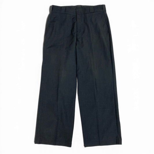 67b3 PRADA プラダ ウールスラックス ボトムパンツ 三角ロゴ 46サイズ ダークグレー ウール00％ メンズo07t