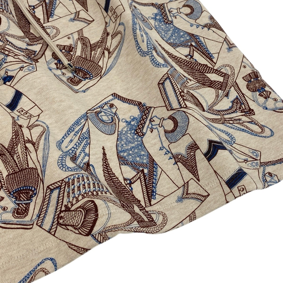 Eh11 【極美品】HERMES Zouares et Dragons ミニスカート 総柄 38サイズ ベージュ レディース 女性用k02i