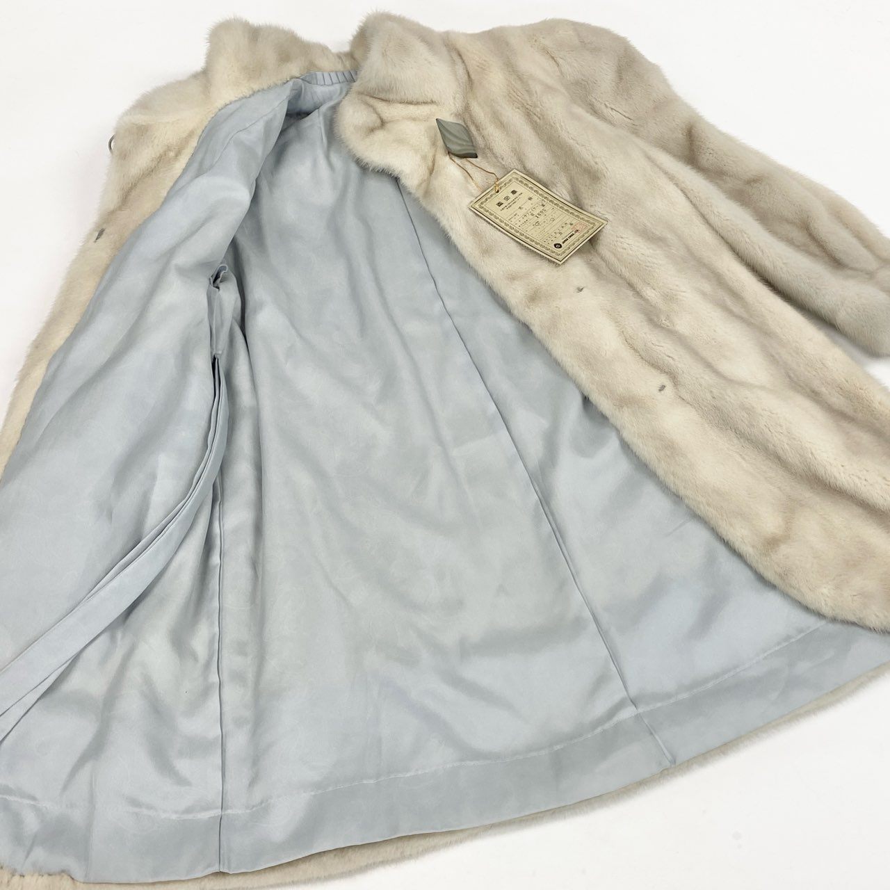 77L8 《特級》 EMBA エンバ 鑑定書付 サファイアミンク ロングコート サイズ4 ホワイト 最高級本毛皮 MINK FUR 日本製t18r