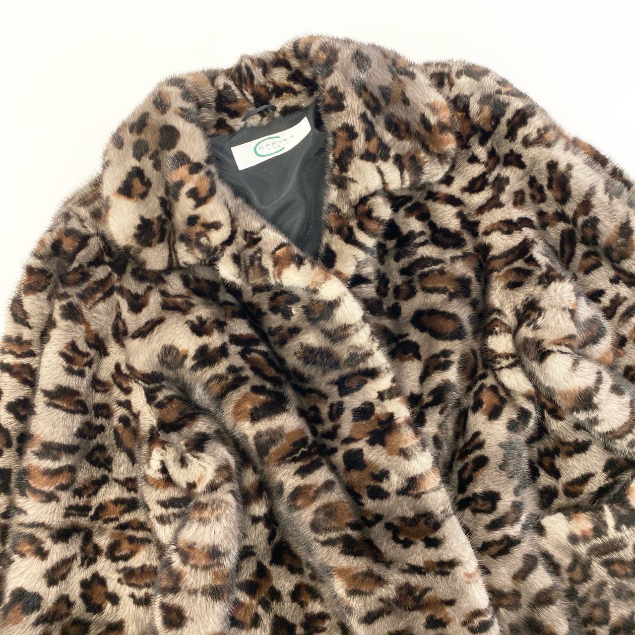 81a24 《希少》 CARVEN PARIS カルヴェン 染めミンク ミンクコート ハーフコート ジャケット FREE レオパード模様 ミンクファーt18r