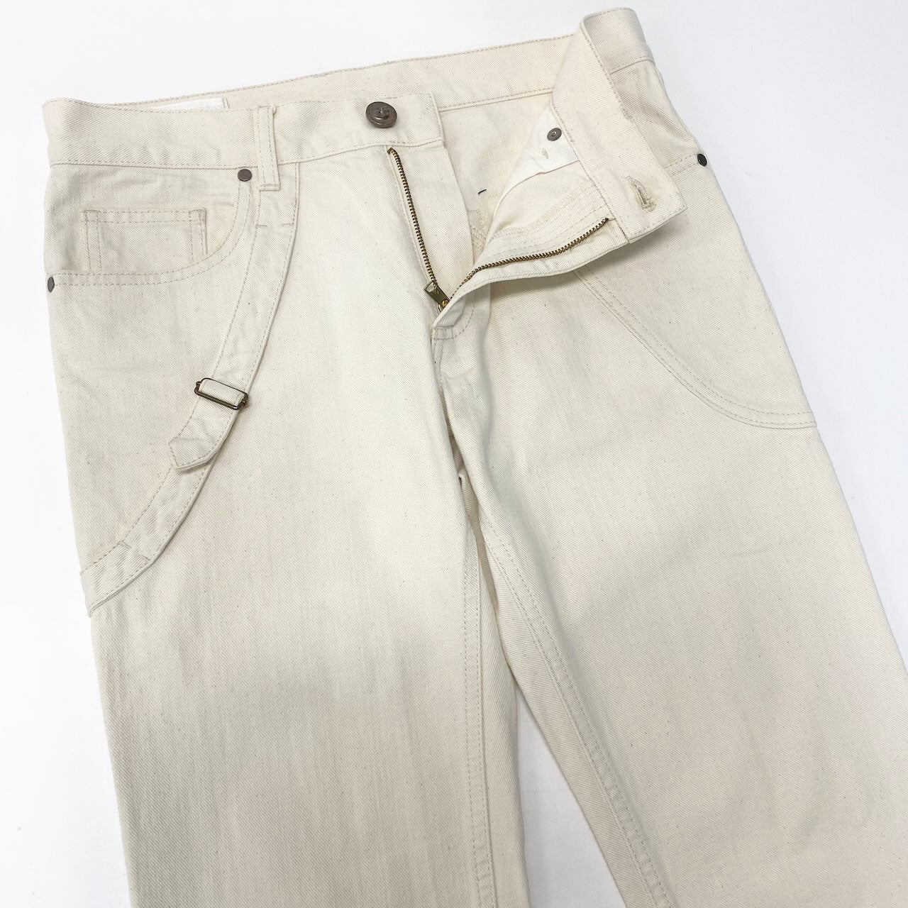 55d30 ALEXANDER MCQUEEN アレキサンダーマックイーン ワークパンツ カラーデニム ボトムス イタリア製 アイボリー系 コットン100％ メンズ 紳士服u02t
