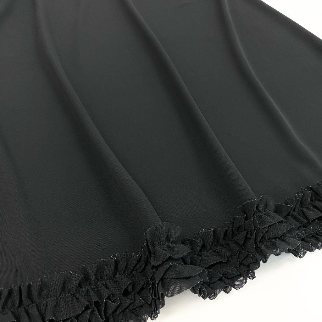 37L22 【美品】TOKUKO 1er VOL トクコプルミエヴォル ノースリーブチュニック チュニックカットソー 裾フリル ストレッチ素材 9サイズ ブラック レディースu02t