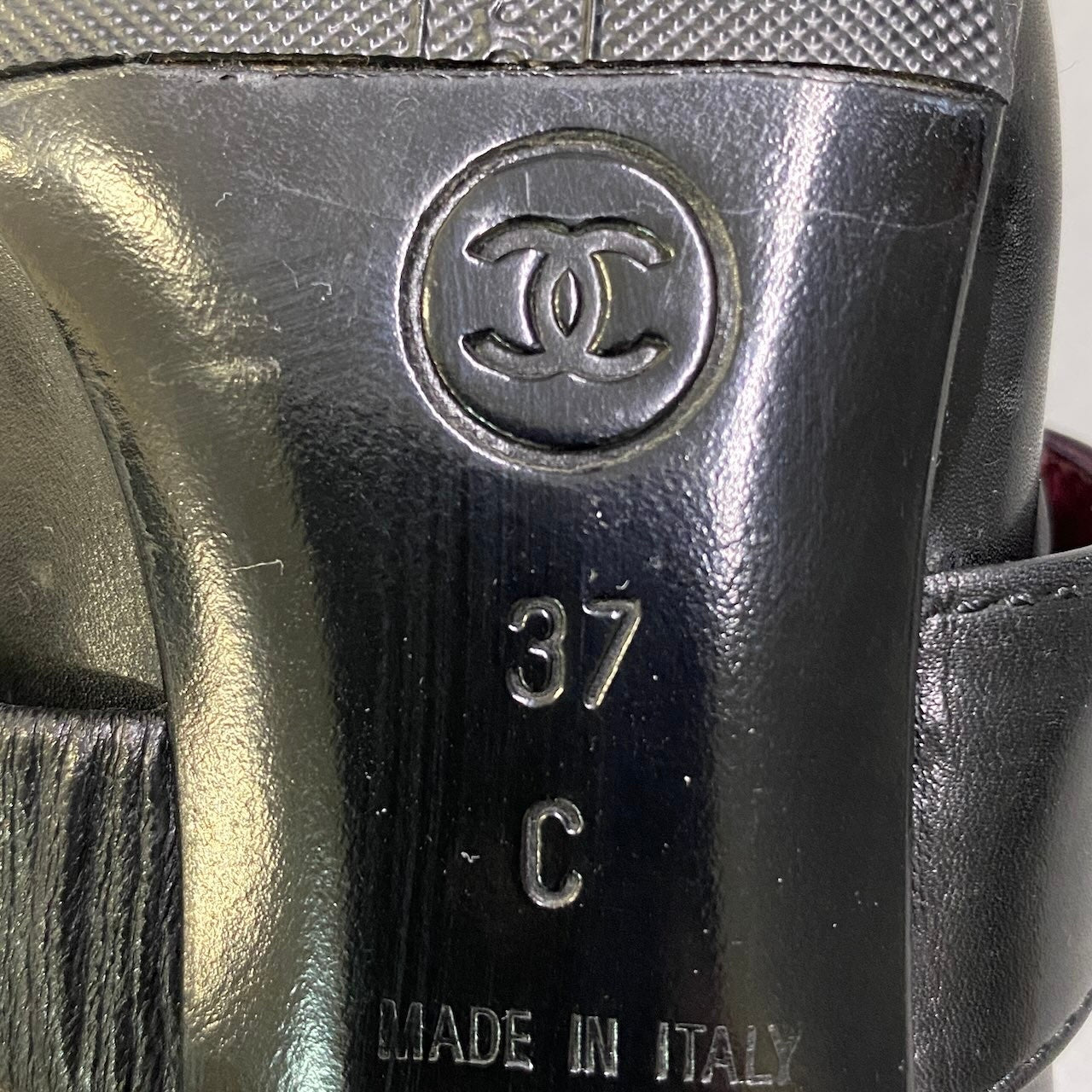 e13 CHANEL シャネル ココマーク CCベルト レザーパンプス Coco Belt Leather Pumps サイズ37 ブラック シューズ イタリア製t18r