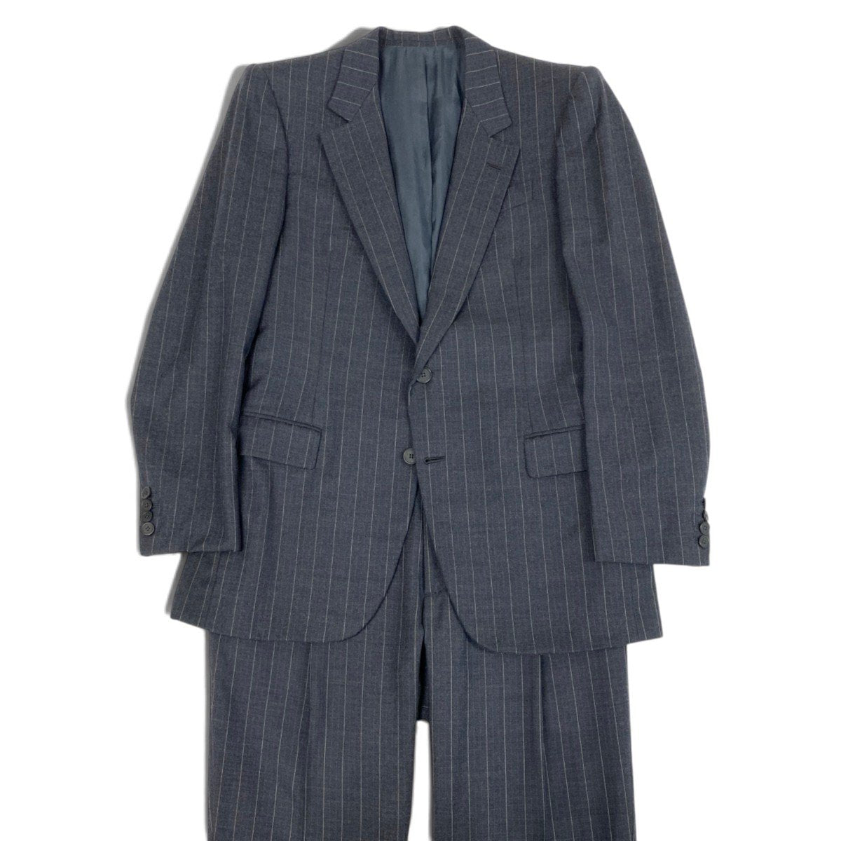6i30 BOTTEGA VENETA ボッテガヴェネタ スーツセットアップ テーラードジャケット スラックス ストライプ  ダークネイビー ウール100％ メンズ 男性用u02t