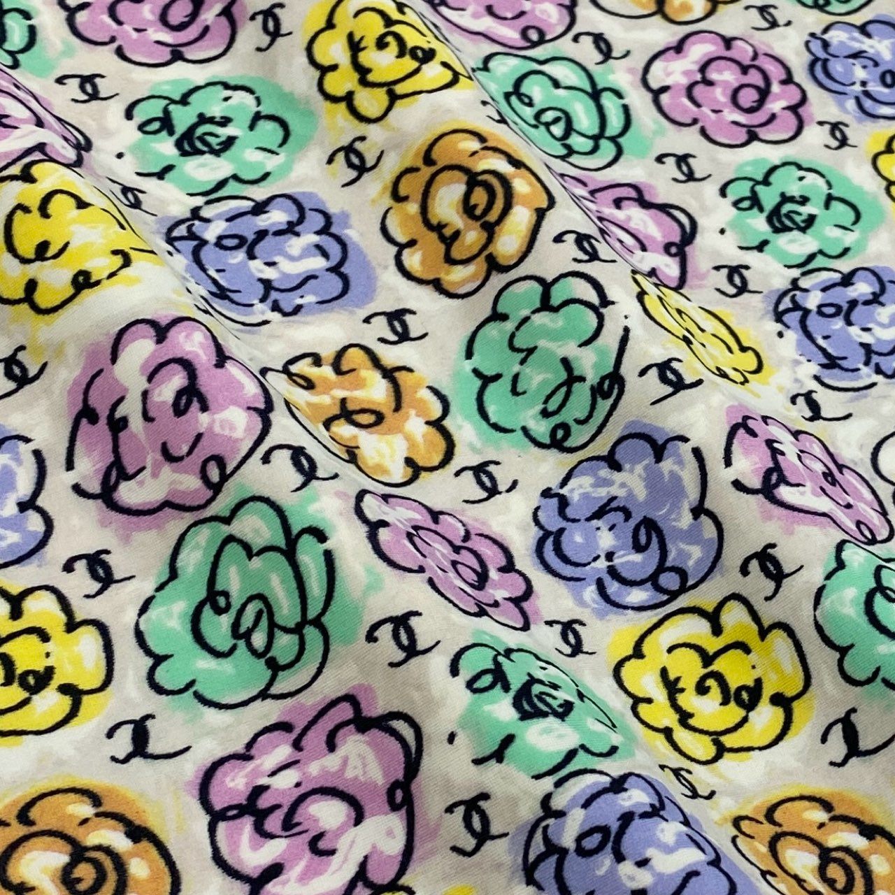 Cb19 CHANEL シャネル 2000年SS 00S P11246 マイヨ素材 ココマーク カットソー Tシャツ サイズ44 マルチカラー レディースta1