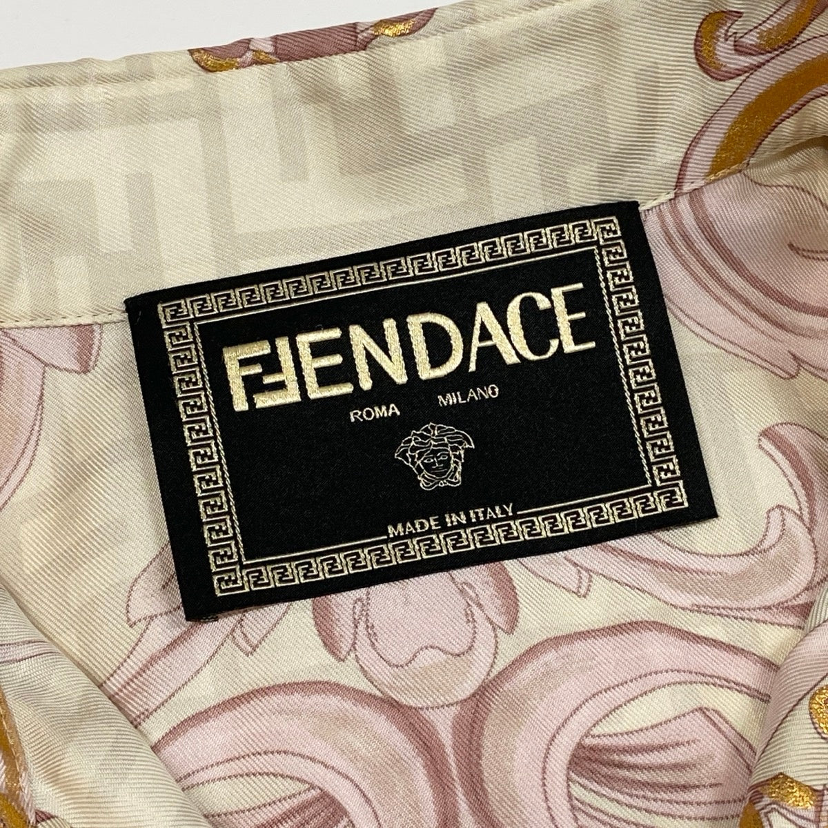 If27 FENDACE フェンダーチェ FENDI VERSACE ロングスリーブシャツ FS7891 サイズ36 マルチカラー シルク100％ レディースk02i