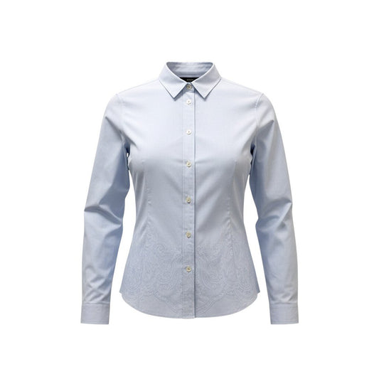 77b17 ETRO エトロ ロングスリーブシャツ ブラウス 刺繍デザイン 薄手 イタリア製 レディース 女性用 サイズ44 ライトブルー コットン100％u02t