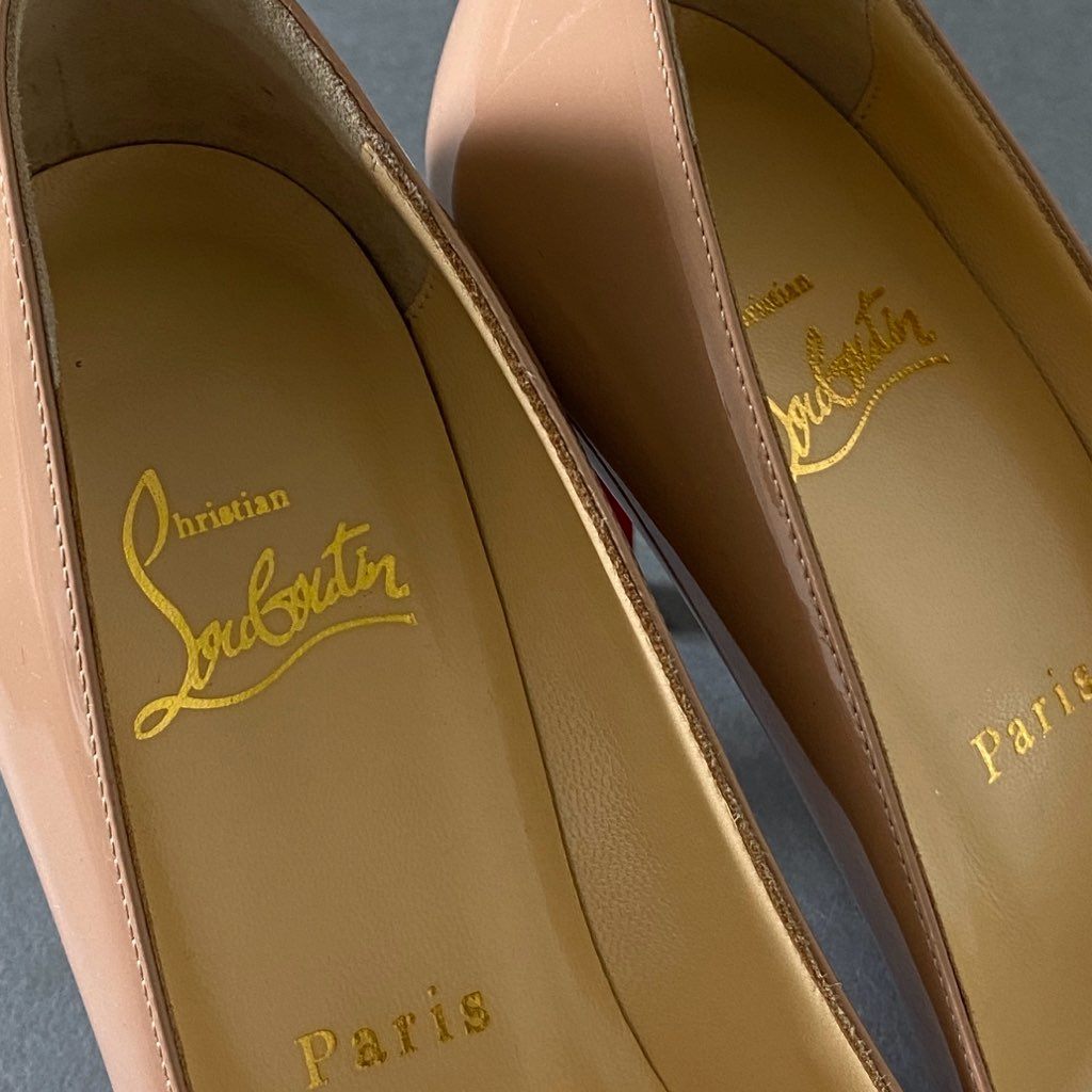 6g17 Christian Louboutin クリスチャンルブタン SIMPLE PUMP 85 PATENT CALF プレーントゥ パンプス 3080263 サイズ36 ピンクベージュ パテントカーフ レディース