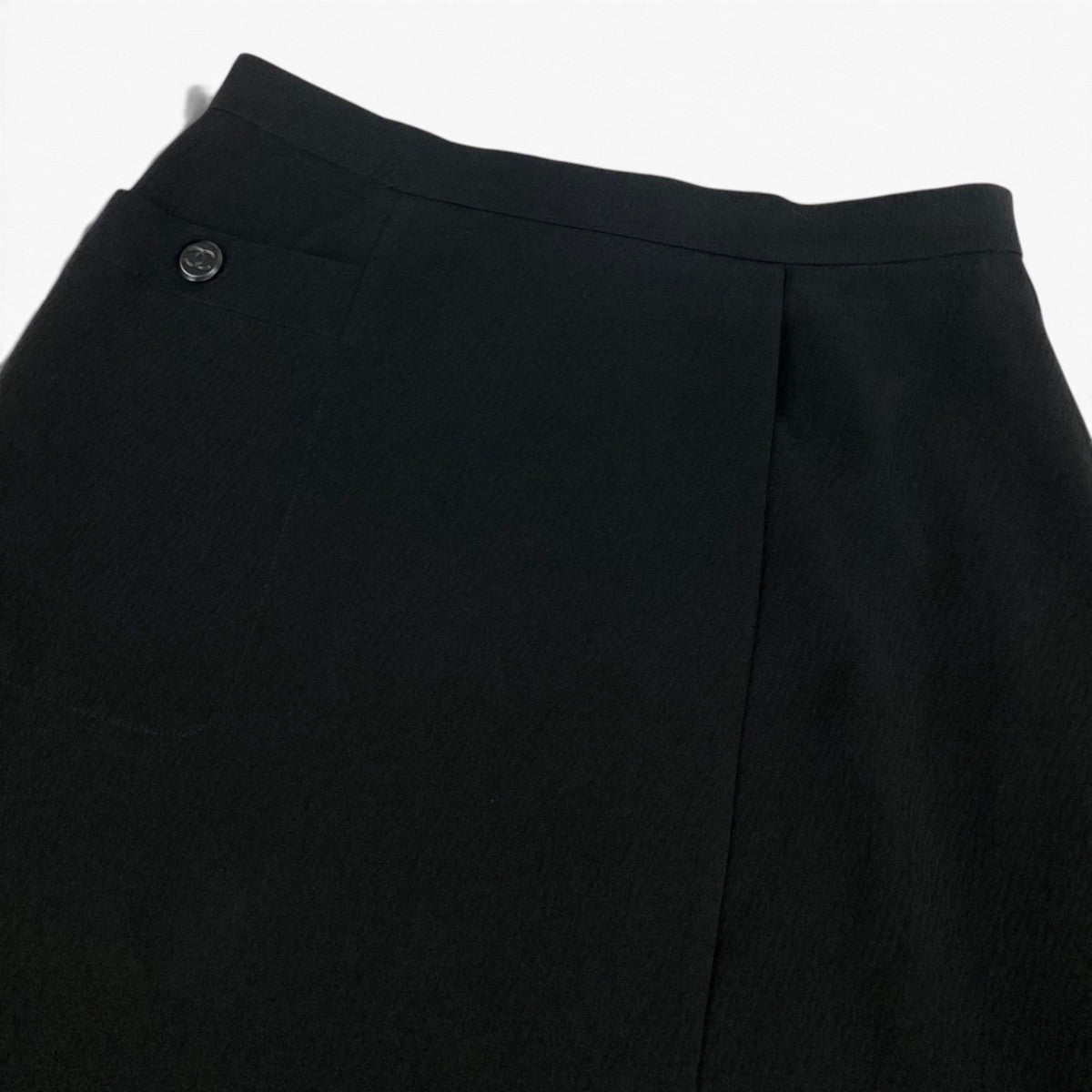 i19【美品】CHANEL  1998年 膝丈スカート ココマーク フランス製 38サイズ ブラック ウール100％ レディース 女性用u02t