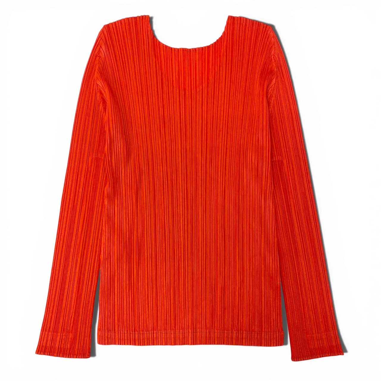 78b5【美品】PLEATS PLEASE プリーツプリーズ プリーツカットソー ロングスリーブTシャツ トップス PP13-JK185 3サイズ オレンジ ポリエステル100％ レディース 女性用u02t