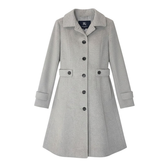 68g4 BURBERRY LONDON バーバリー ステンカラーコート ロングコート アンゴラ混 サイズ40 ライトグレー レディース 女性用o07t