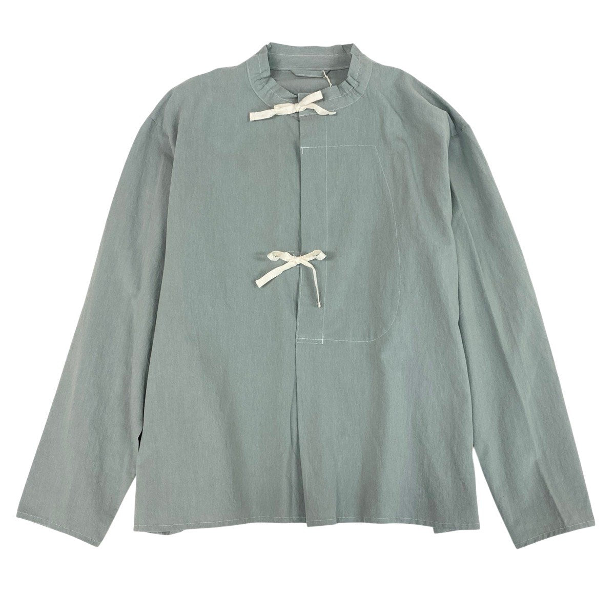 5g2 【未使用タグ付】 SEEALL シーオール ARMY SMOCK アーミースモック 長袖プルオーバー サイズ4 ブルーグレー コットン 和紙 メンズ 日本製u02t