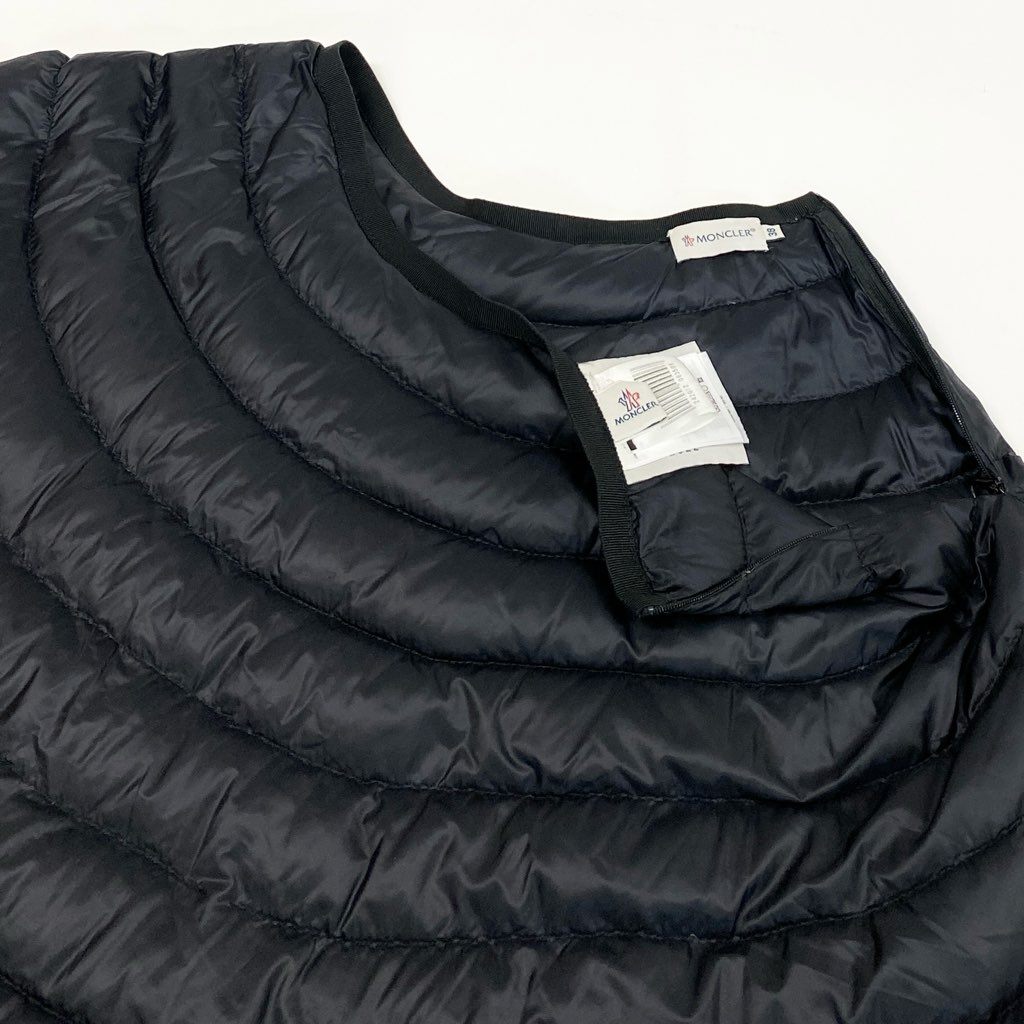 7L22 【美品】MONCLER モンクレール フレアダウンスカート ロングスカート ボリュームスカート ナイロン 38サイズ ブラック レディースk02i