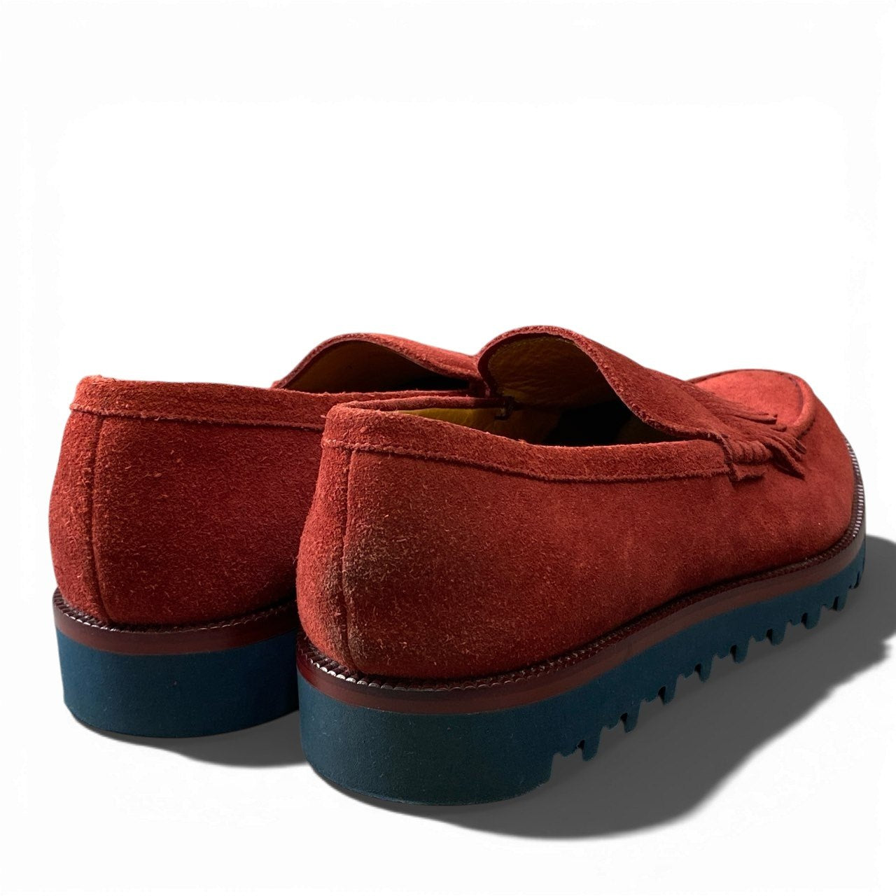 1a5 GIORGIO ARMANI ジョルジオアルマーニ ビジネスシューズ タッセル スエード フリンジ イタリア製 7 レッド メンズ 男性用k02i