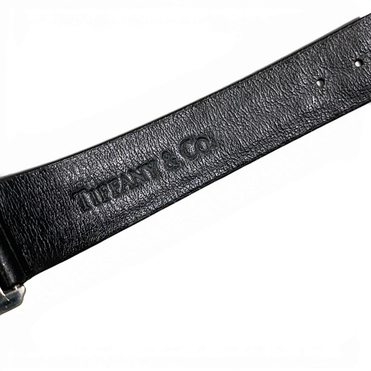 b12 TIFFANY&Co ティファニー 腕時計 レクタンギュラー クラシック L241 ホワイト ブラック レザー Rectangular Watch 動作〇 ケース付t18r