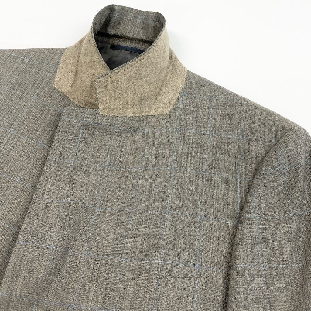 52l24 BURBERRY バーバリー スーツセットアップ テーラードジャケット シングルジャケット スラックス チェック AB4サイズ グレー ウール100％ メンズo07t