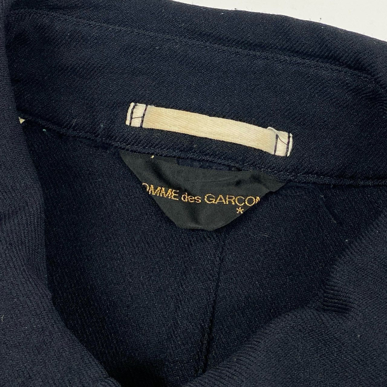 Ac6 COMME des GARCONS  コムデギャルソン 縮絨素材 ショートトレンチコート デザインジャケット M相当 ダークネイビー レディースk02i