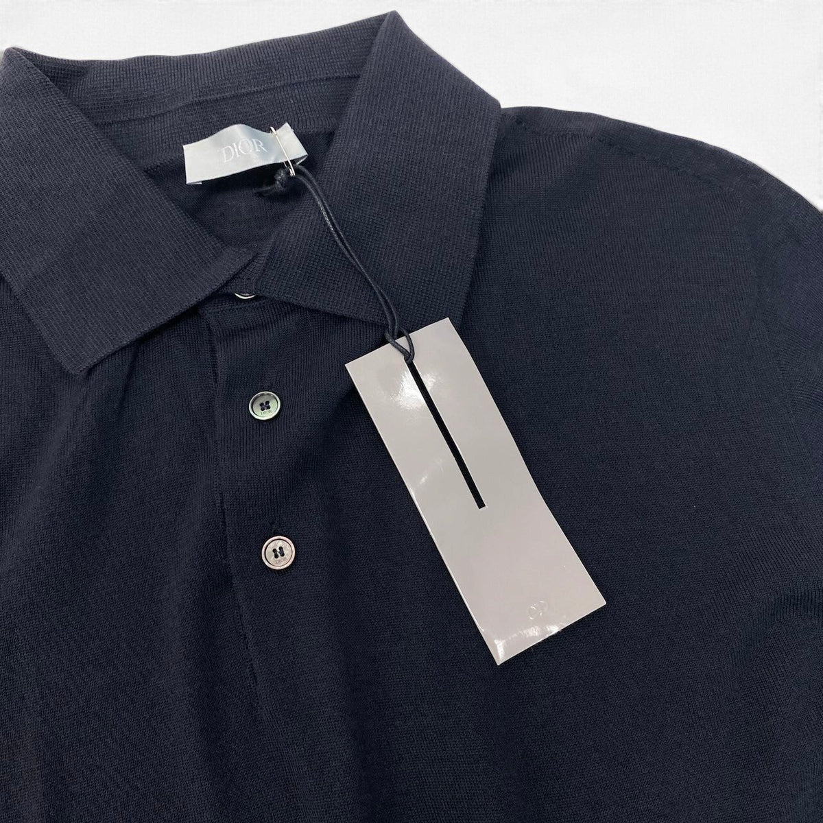 47j16 【未使用】 DIOR HOMME ディオール オム Bee刺繍 ロングスリーブ ニットポロシャツ 013M600AT069 サイズM ブラック ウール100％ メンズu02t