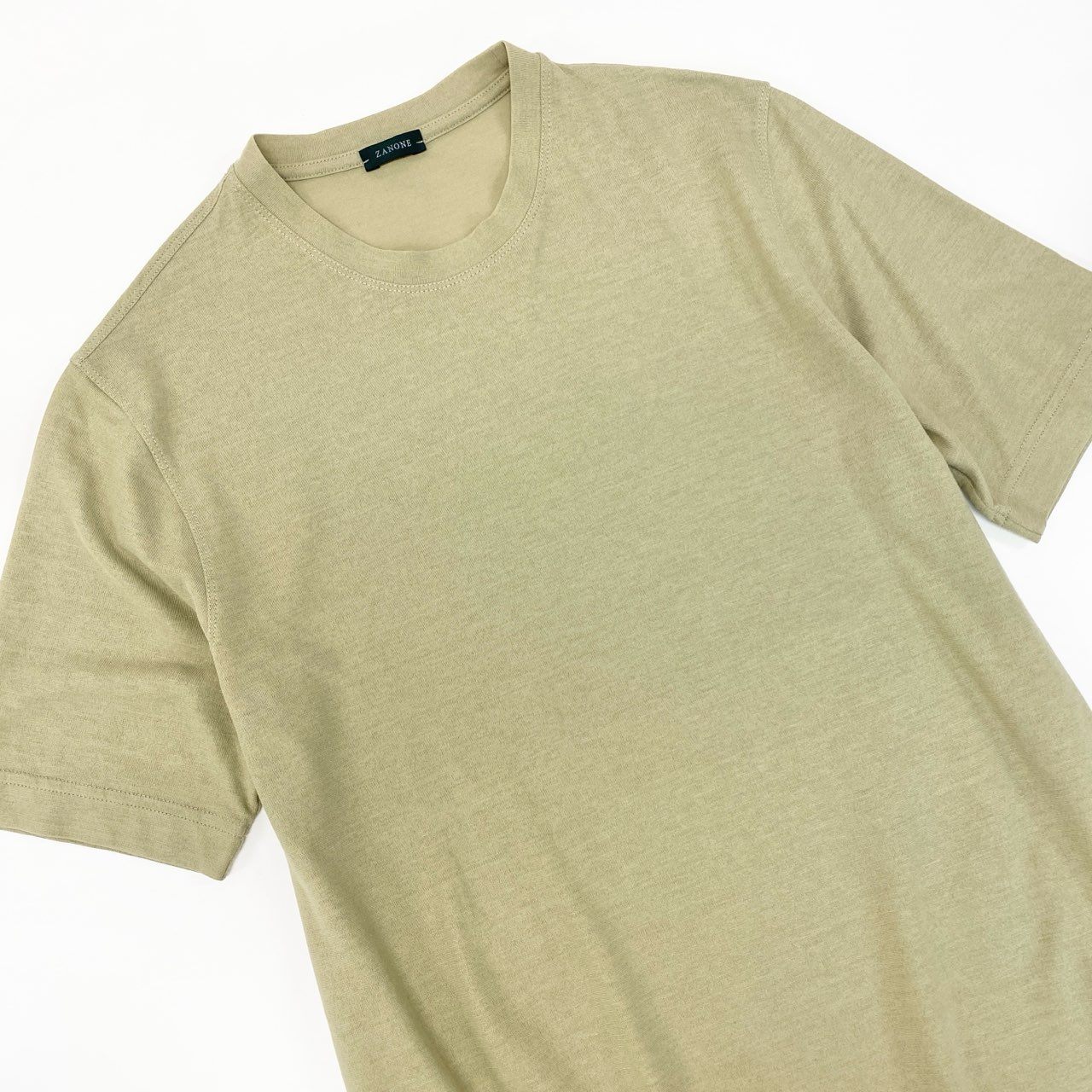 34i18 ZANONE ザノーネ icecotton 半袖Tシャツ カットソー トップス サイズ48 ライトベージュ コットン メンズu02t