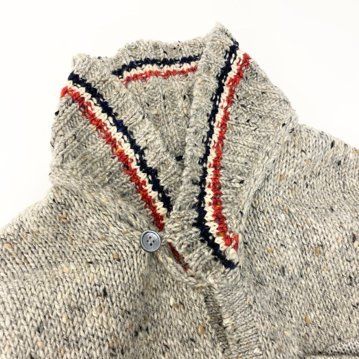 68e19 THOM BROWNE. トムブラウン 11aw ROLL SHAWL CARDIGAN トリコロール ショールカラー カーディガン 01113D7011 サイズ0 グレー系 ウール100％ メンズ 紳士服u02t