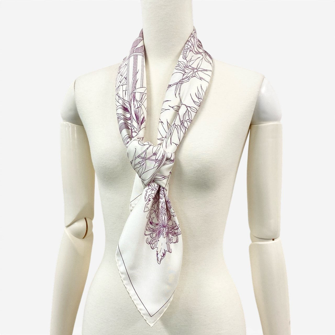 b20 HERMES エルメス SERENITE CARRE 90 SCARF セレニテ カレ90 スカーフ 90 ホワイト Banboo Printt18r