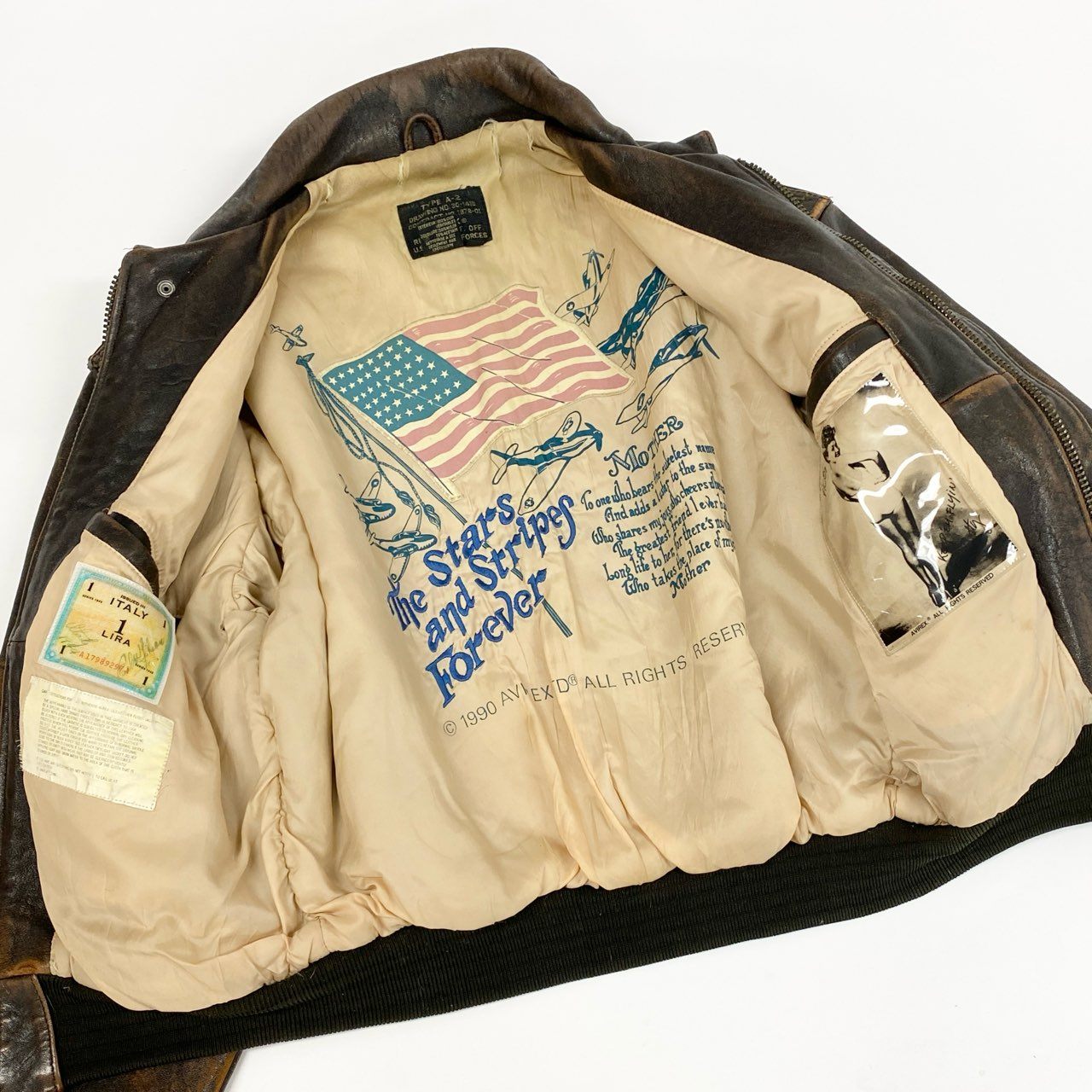 8b20 AVIREX アヴィレックス TYPE A-2 レザージャケット フライトジャケット U.S.ARMY AIR FORCES M ブラウン レザー メンズu02t