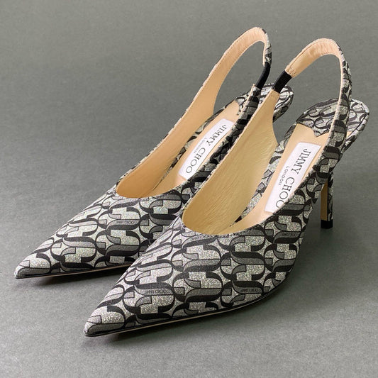 2e2 JIMMY CHOO ジミーチュウ スリングバック ポインテッドトゥ パンプス サイズ35 1/2 シルバー レディース 女性用 靴