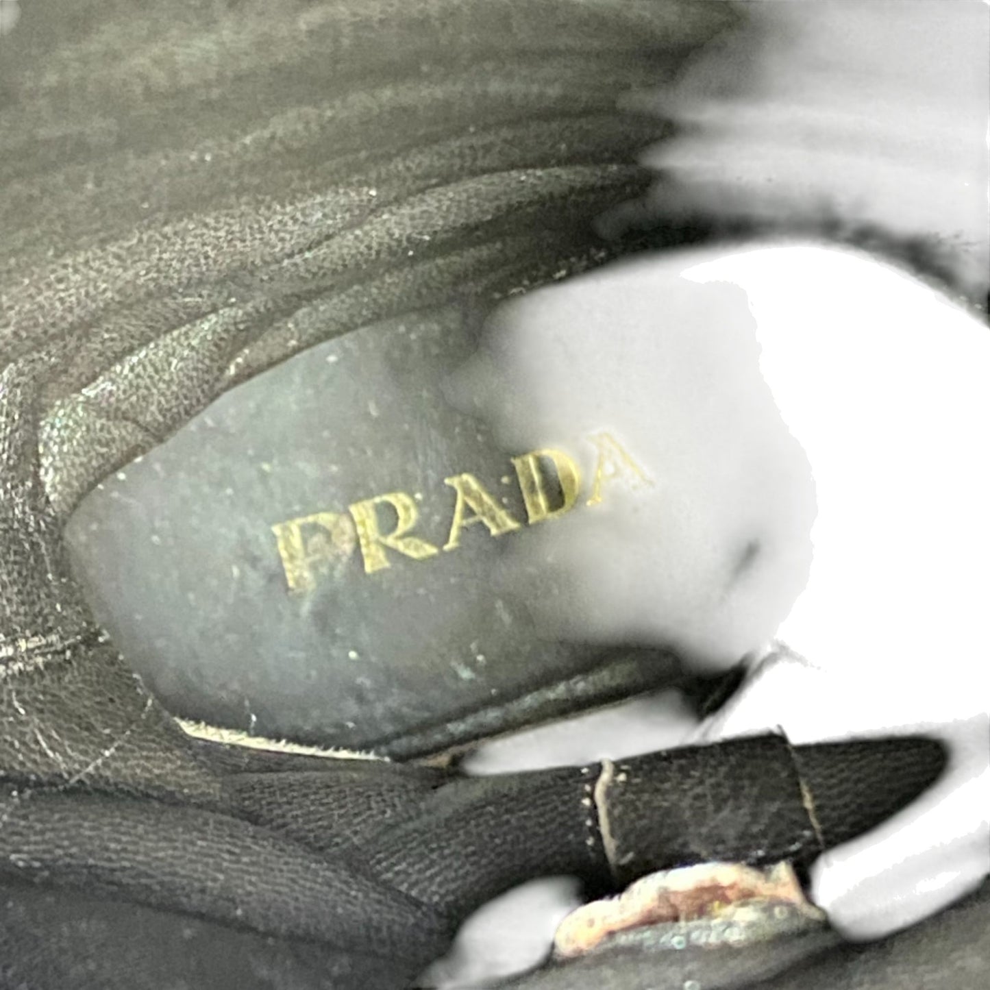 1L11 PRADA プラダ ロゴ入り ゴールド金具 チャンキーヒール サイドジップ ブーツ サイズ35 ブラウン レザー レディース 女性用 靴k02i