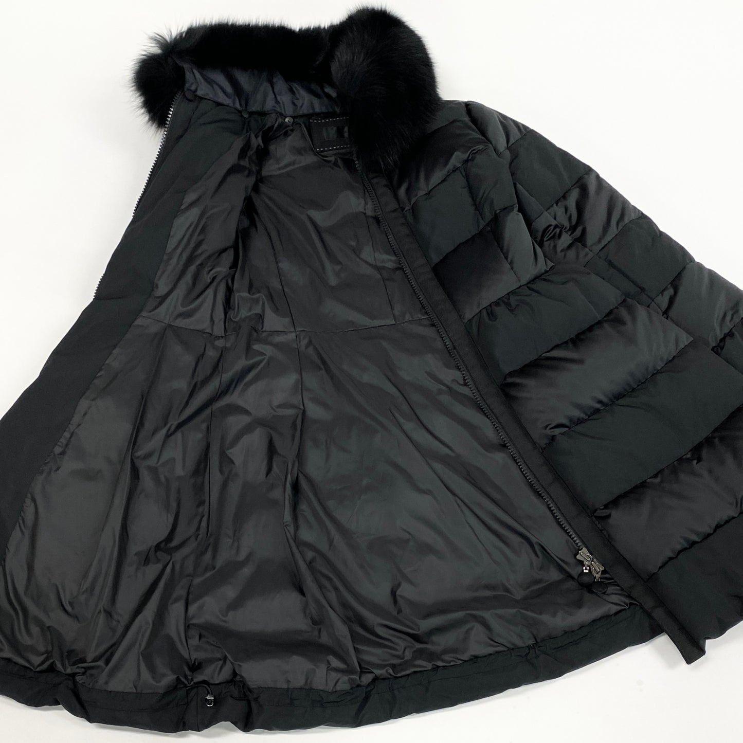 85l20 TO BE CHIC トゥービーシック ダウンコート ブルーフォックス ドロスト 40 ブラック レディース 女性用o07t