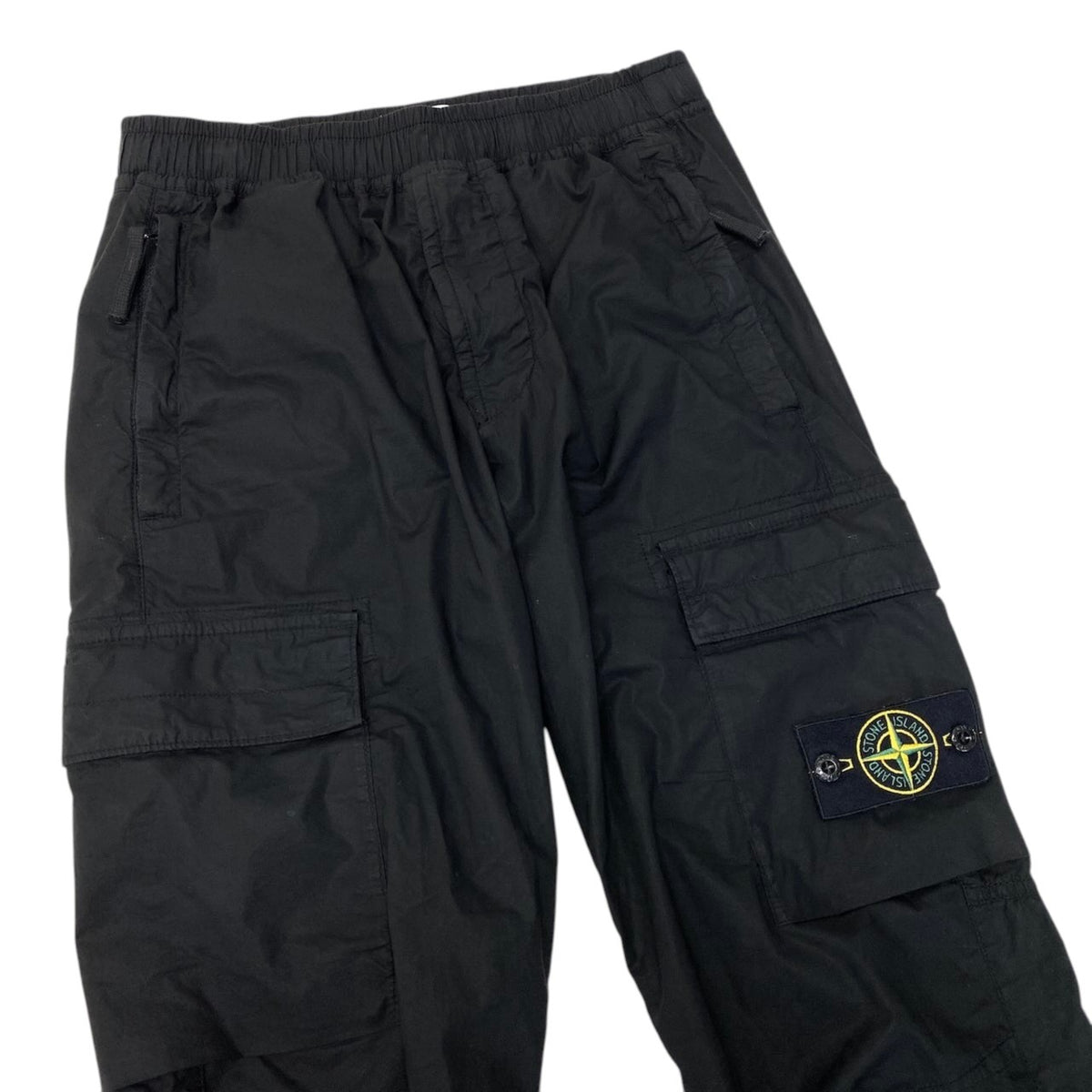 25j20 STONE ISLAND ストーンアイランド レギュラー テーパードフィット カーゴパンツ 伸縮性 3100031 W27 ブラック メンズo07t