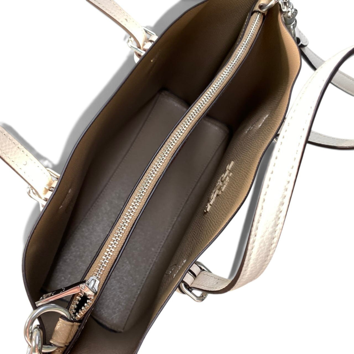i7 《未使用品》 COACH コーチ 現行 モリー 2Way トートバッグ Mollie Tote Bag 25 White ホワイト レザーt18r