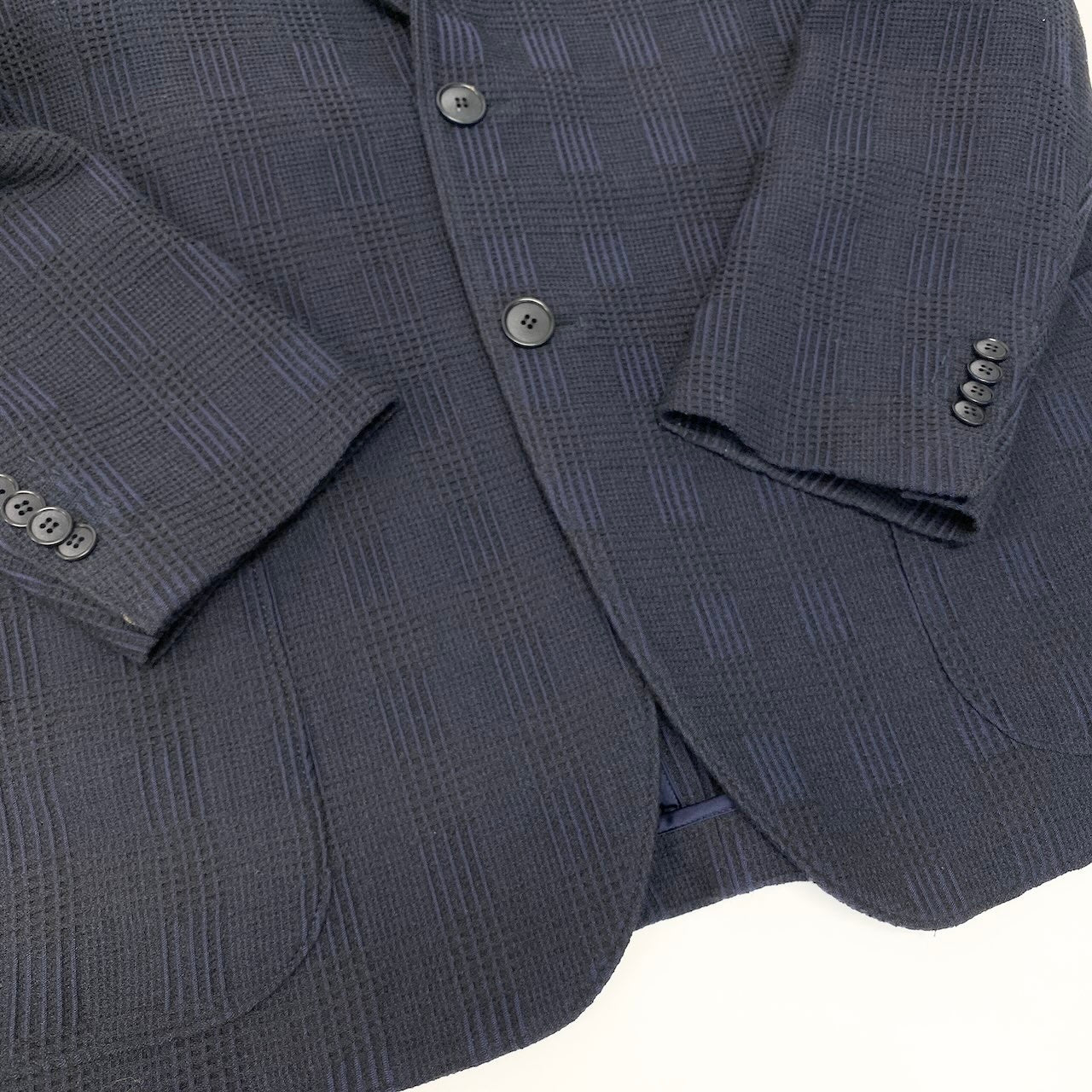 42c26 GIORGIO ARMANI ジョルジオアルマーニ テーラードジャケット  ブレザー チェック柄 アウター 60Rサイズ ネイビー メンズ 大きいサイズu02t