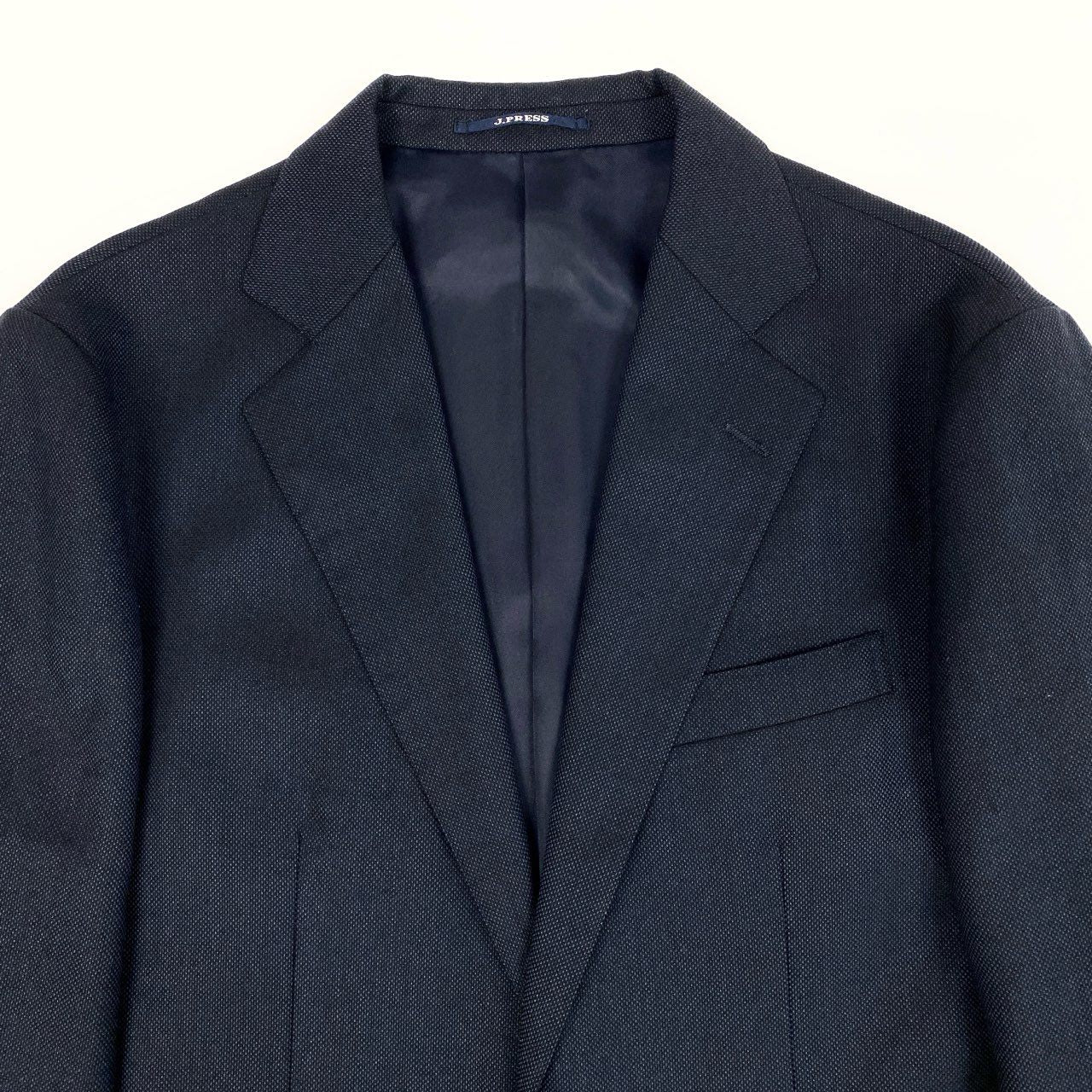 37a19 【美品】 J.PRESS Jプレス ジェイプレス テーラードジャケット アンコンジャケット ウールブレンド〇 メンズ 紳士服 サイズL ネイビーu02t