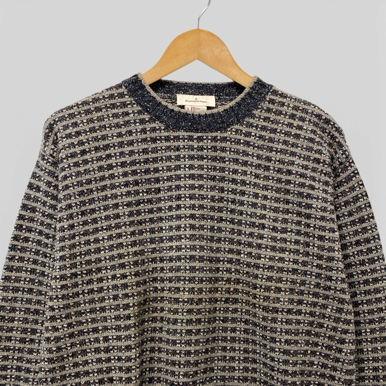 54b10 【美品】Ermenegildo Zegna エルメネジルドゼニア クルーネックニットセーター プルオーバー トップス Mサイズ マルチカラー メンズu02t