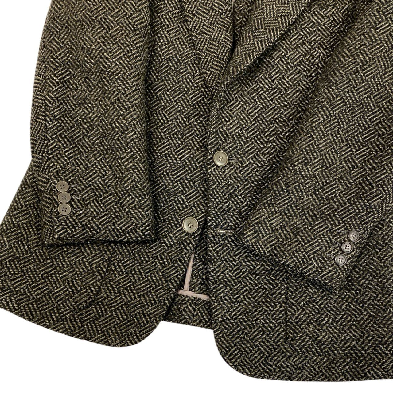 84k5 Yves Saint Laurent イヴサンローラン テーラードジャケット ブレザー ヘリンボーン VINTAGE C94 Lサイズ相当 ブラウン ウール メンズo07t